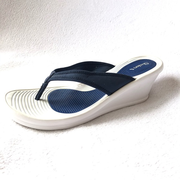 Skechers Shoes - Skechers Thong Wedge Sandal - navy blue/white